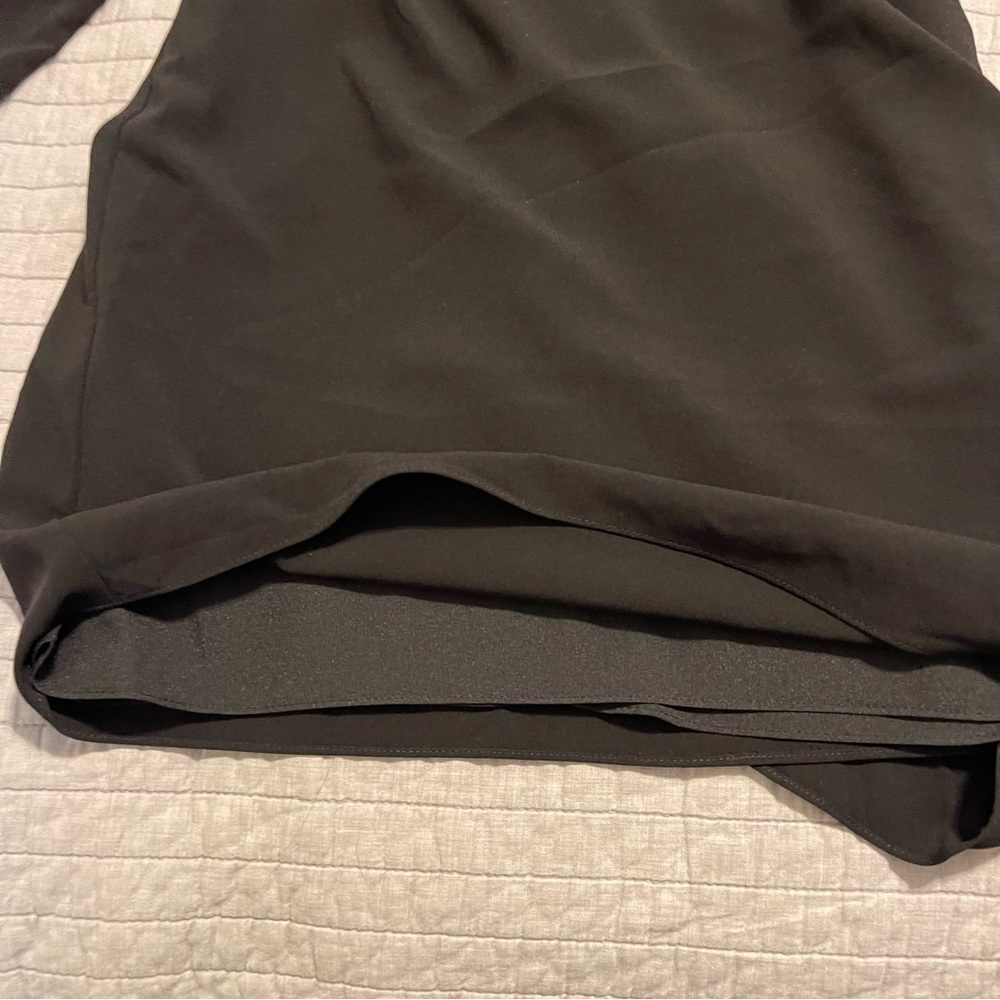 Halston Heritage Asymmetric Cocktail Dress 3/4 Sleeve Knot Back Black Size 0 - Picture 10 of 12
